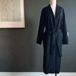 COS Black Long lightweight duster style trench with Tie Belt